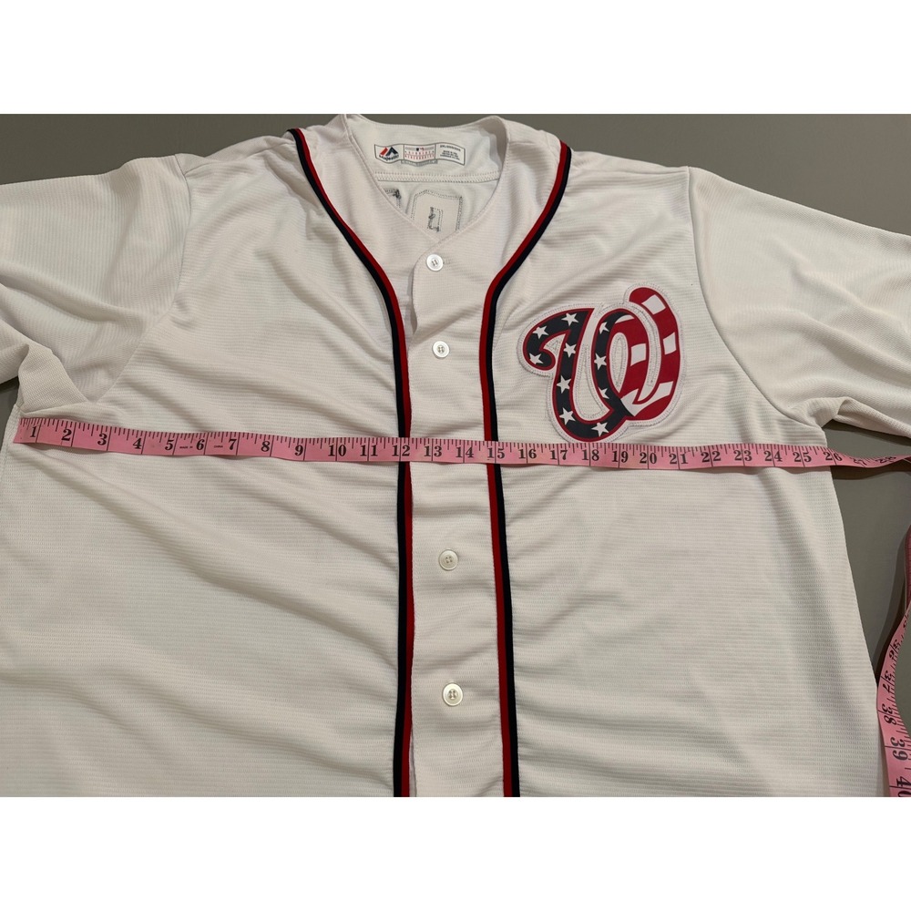 Majestic Washington Nationals Jersey Mens 2XL White Good Bryce Harper 34 MLB - Picture 8 of 14